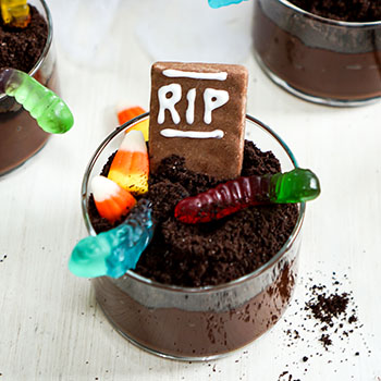 Chocolate Halloween Pudding Graves