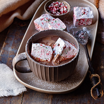 Candy Cane Marshmallows with Hot Cocoa