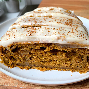 Cream Cheese Frosted Pumpkin Spice Loaf (w/ Vegan Option)